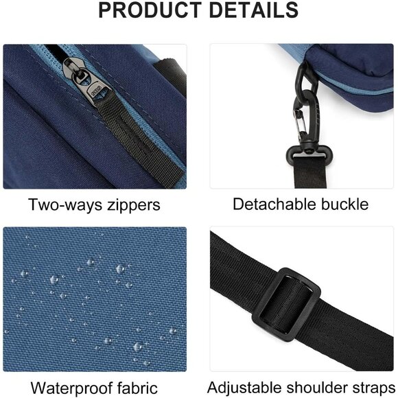 Mini Crossbody Bag Nylon Lightweight Small Messenger Compact Unisex - Picture 5 of 9